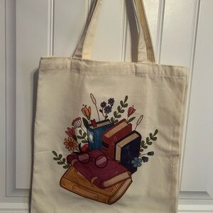 Canvas bag with book graphic